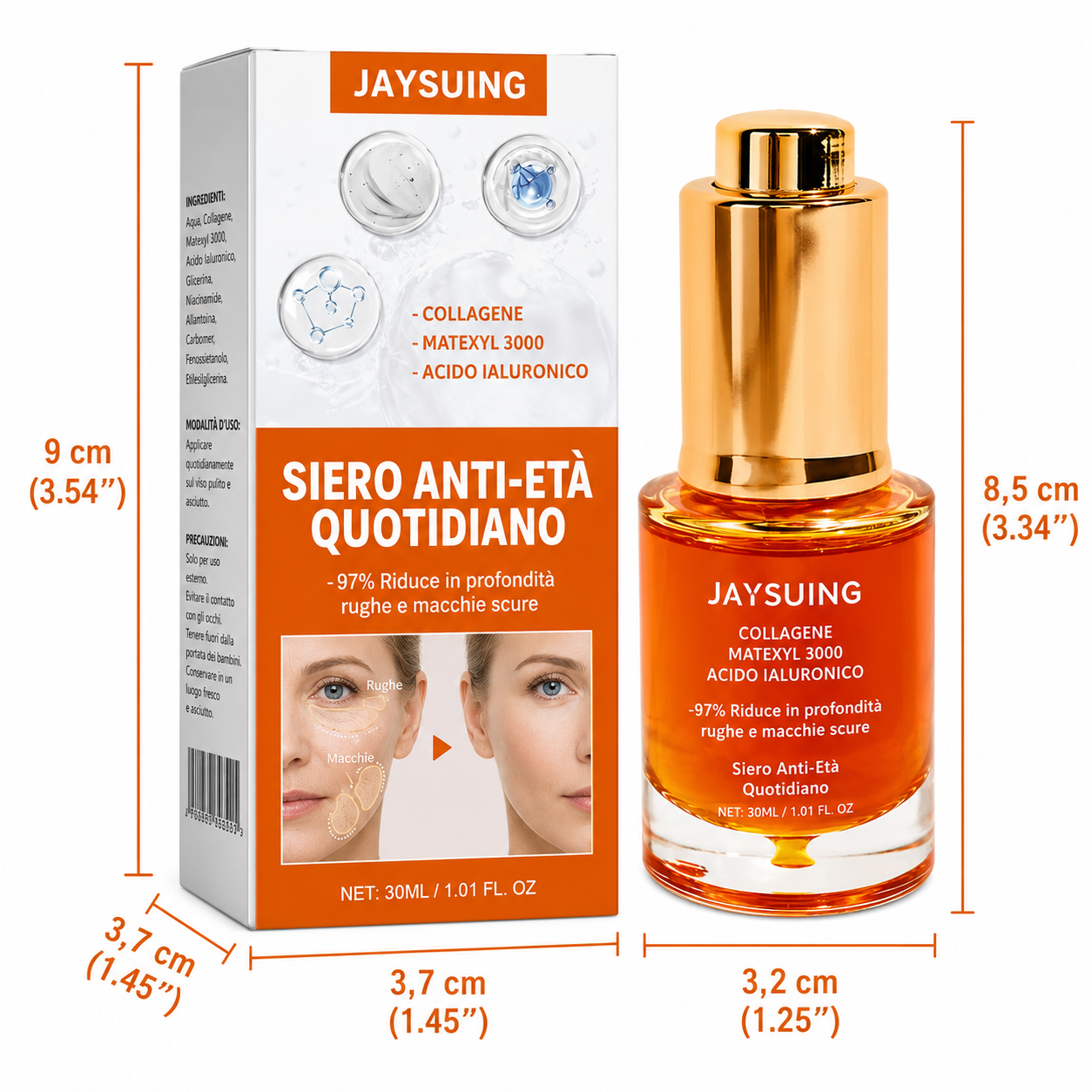 Siero viso rassodante al collagene. Rimozione delle rughe. Rassodante, Lifting Anti-età. Dissolvenza Linee sottili. Essenza Illumina. Siero idratante