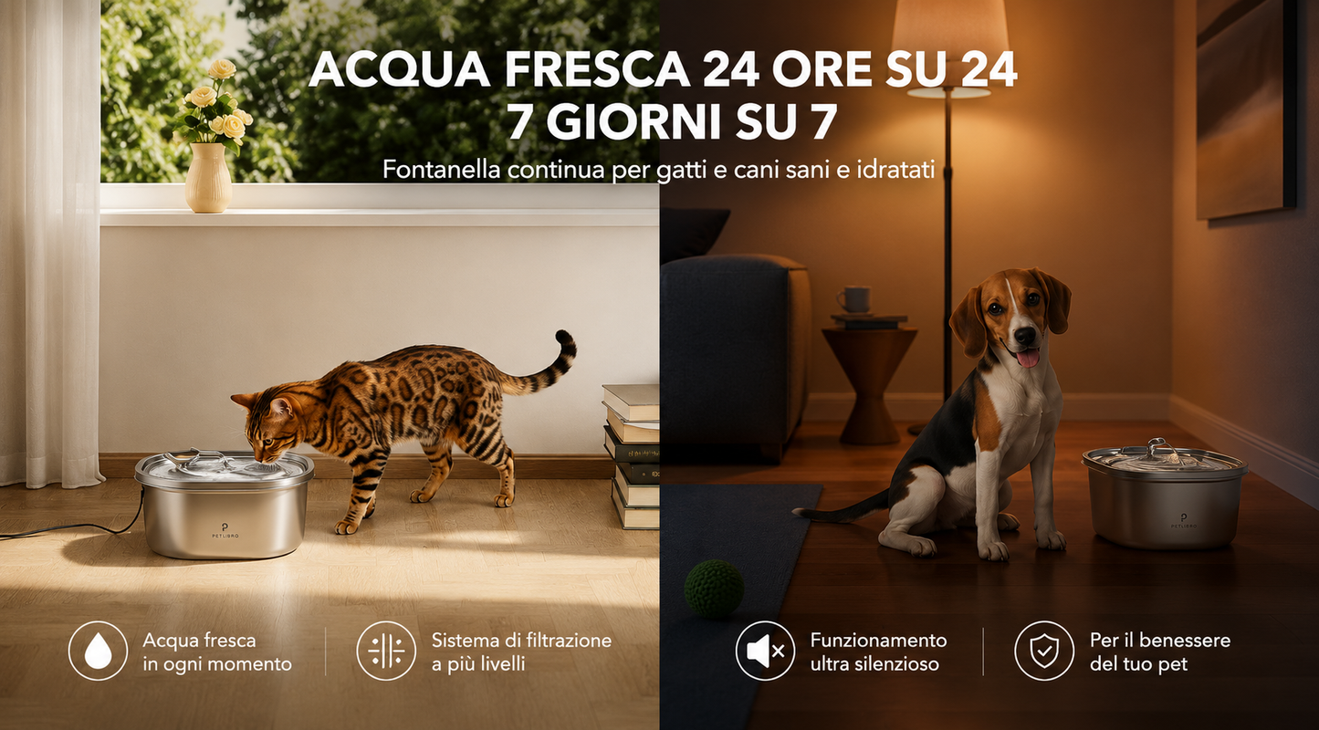 AquaFlow™ abbeveratoio automatico per gatti - pompa silenziosa
