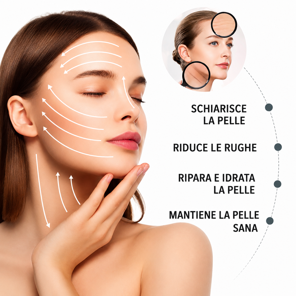 Siero viso rassodante al collagene. Rimozione delle rughe. Rassodante, Lifting Anti-età. Dissolvenza Linee sottili. Essenza Illumina. Siero idratante