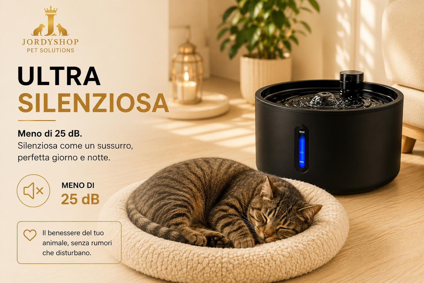 JordyFlow™ Black - Fontana Wirless Premiun per Gatti e Cani