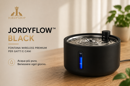 JordyFlow™ Black - Fontana Wirless Premiun per Gatti e Cani